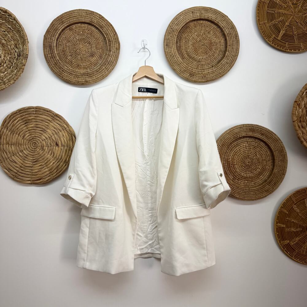 Zara White Blazer Jacket XL